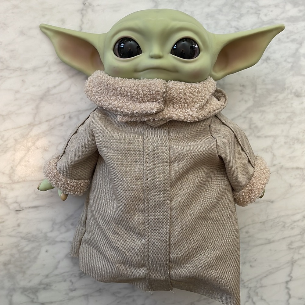 Baby Grogu, sits about 12”. He has a bean bag base to prop him up on his own. - Picture 2 of 4